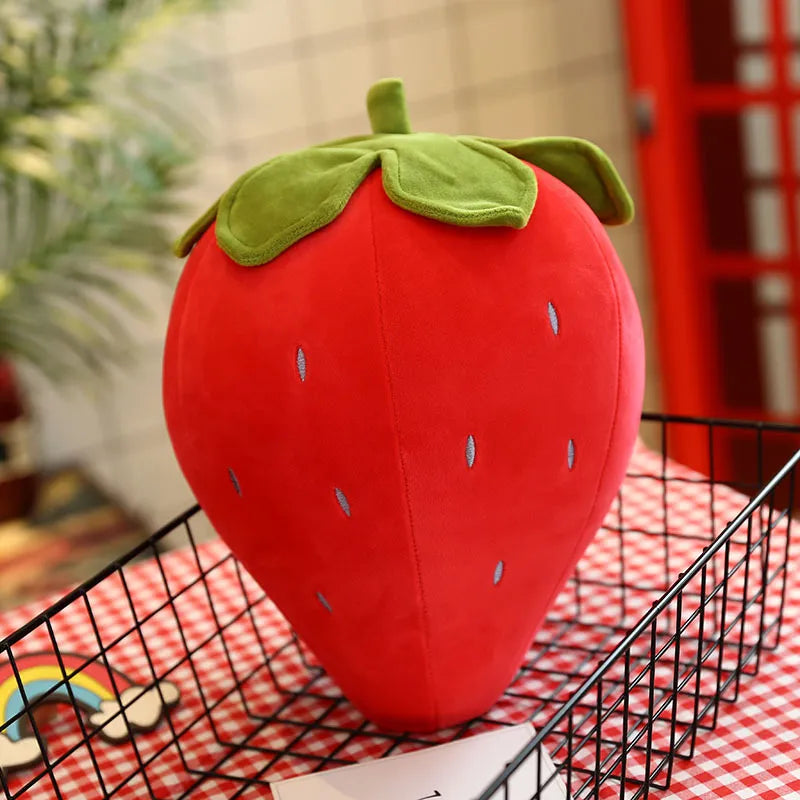 1pc 22cm-50cm Pink Strawberry Soft Plush Food Fruits Toy Down Cotton Stuffed Strawberries Plants Plushie Decor Kids Gift